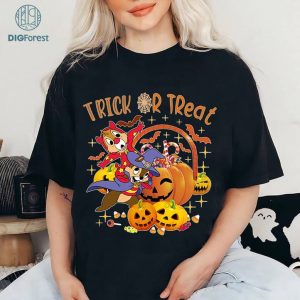 Disney Chip and Dale Halloween Trick or treat shirt PNG, Disneyland Halloween shirt, Chip and Dale Halloween costume, Chip n Dale double trouble shirt