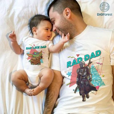 Mandalorian And Baby Yoda Rad Dad Png | Rad Dad | Rad Like Dad | First Fathers Day | Dadalorian And The Child Shirt | Dad And Baby Matching Shirt | Starwars Dad Father'S Day Gif