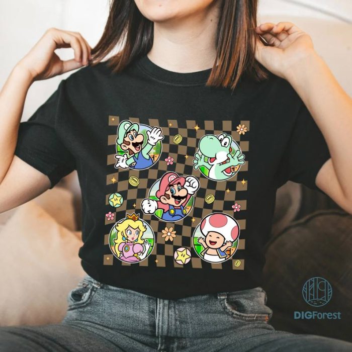 Mario & Friend Party Png, Mario Game Cute Vintage Shirt, Super Mario PNG, Mario Car Games, Kart Friends, Super Mario Birthday