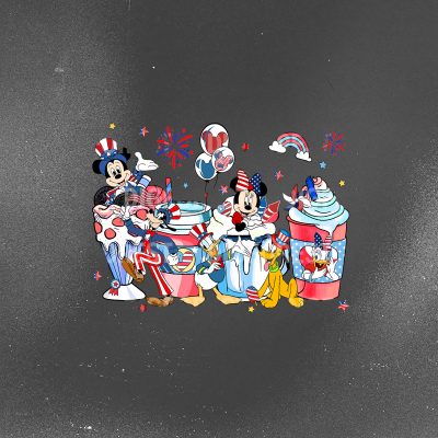 Disney Mickey and Friends 4th of July Coffee Latte Shirt - Red White & Blue Sublimation Tee