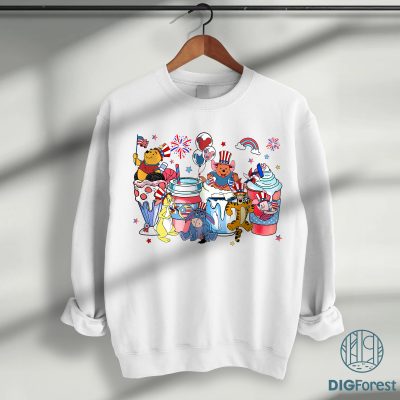 Independence Day Coffee Lover Shirt - Disney Pooh and Friends Patriotic 4th of July Family Tee