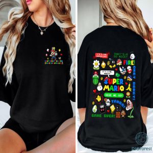 Mario Bros 2 Sided Png | Super Mario Family Png | Mario Game Lover Gift | Mario Princess Peach Luigi Toad Bowser Shirt | Instant Download