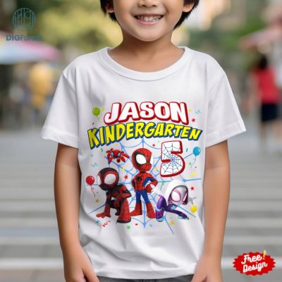 Spiderman 1St Day Of School Shirt, Custom Kindergarten shirt, Spiderman Multiverse Design , Spiderpunk Kindergarten, Instant Download