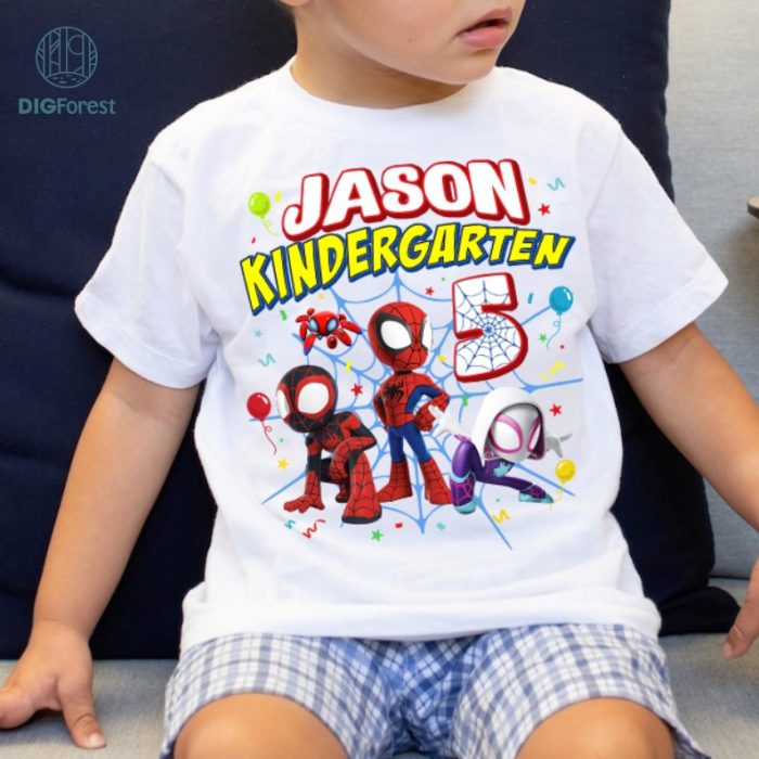 Spiderman 1St Day Of School Shirt, Custom Kindergarten shirt, Spiderman Multiverse Design , Spiderpunk Kindergarten, Instant Download