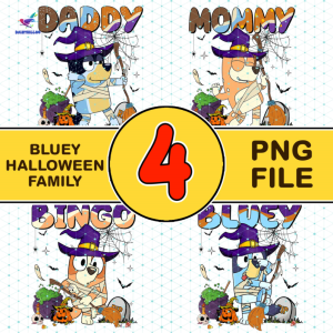 Bluey Halloween Party PNG Bundle, Bluey Halloween Digital Prints, Bluey Bingo Halloween Clipart PNG, Halloween Sublimation Designs PNG
