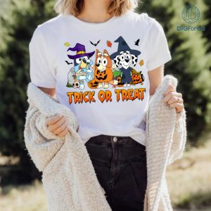 Bluey Happy Halloween Trick Or Treat Design | Bluey Halloween Shirt | Bluey Trick Or Treat Png | Bandit Heeler | Family Halloween Party |Digital Download