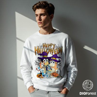 Bluey Family Halloween Shirt - Blue Dog Spooky Tee, Horror Bluey Graphic, Kids Halloween Outfit