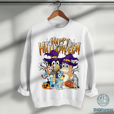 Bluey Family Halloween Shirt - Blue Dog Spooky Tee, Horror Bluey Graphic, Kids Halloween Outfit