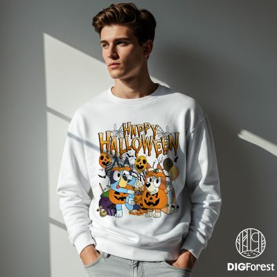 Bluey Bingo Happy Halloween Shirt - Bluey Trick Or Treat Tee, Bandit Heeler Graphic, Family Halloween Party Outfit