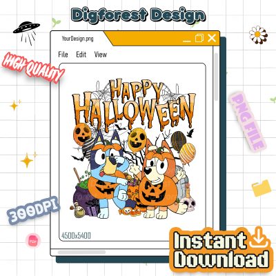 Bluey Bingo Happy Halloween Shirt - Bluey Trick Or Treat Tee, Bandit Heeler Graphic, Family Halloween Party Outfit