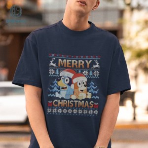 Bluey Ugly Merry Christmas 2023 Png | Bluey Christmas Shirt | Blue Dog Christmas | Bluey and Bingo PNG | Bluey Kids PNG | Bluey Family PNG