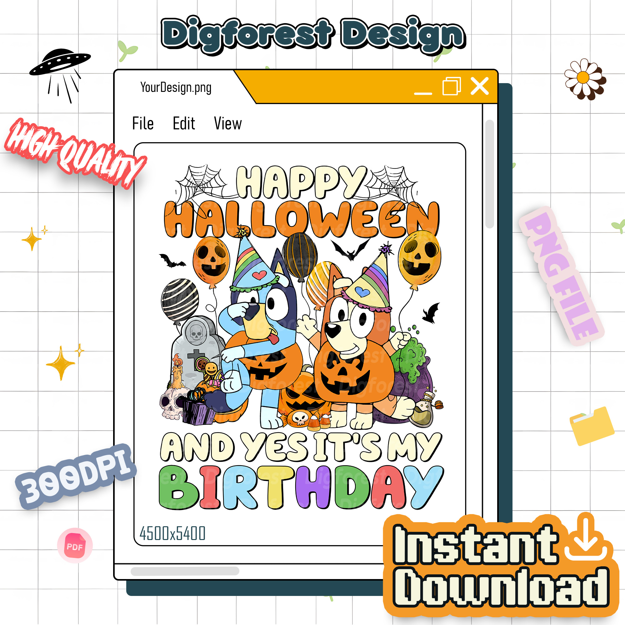 Bluey and Bingo Happy Halloween Birthday Shirt - Yes It's My Birthday Tee, Blue Dog Graphic, Bluey Kids Outfit Bluey and Bingo Happy Halloween Birthday Shirt - Yes It's My Birthday Tee, Blue Dog Graphic, Bluey Kids Outfit