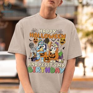 Bluey And Bingo Happy Halloween and Yes It's My Birthday PNG | Bluey Bingo Birthday Clipart | Blue Dog Halloween | Bluey Kids PNG