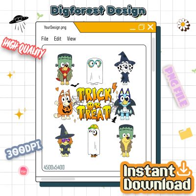 Bluey Halloween Trick Or Treat Shirt - Blue Dog Spooky Tee, Bluey Family Graphic, Cute Halloween Friends Outfit