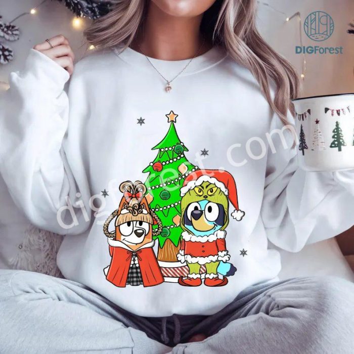 Bluey and Bingo Family Merry Christmas 2024 Shirt | Bluey Family Christmas Shirt | Blue Dog Christmas PNG | Bluey and Bingo Kids Shirt