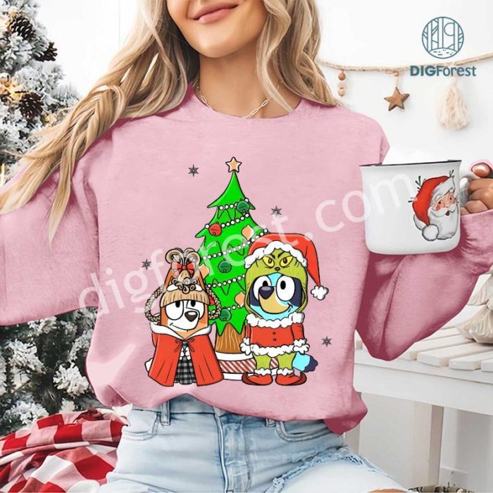 Bluey and Bingo Family Merry Christmas 2024 Shirt | Bluey Family Christmas Shirt | Blue Dog Christmas PNG | Bluey and Bingo Kids Shirt