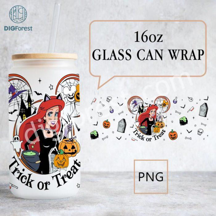 Disney Ariel Princess 16Oz Glass Can Wrap Png | The Little Mermaid Glass Can Wrap | Disneyland Can Glass | Libbey Can Glass | Trick or Treat