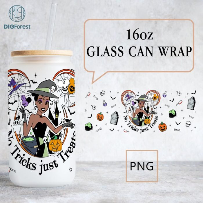 Disney Tiana Princess 16Oz Glass Can Wrap Png | The Princess and the Frog Glass Can Wrap | Disneyland Can Glass | Libbey Can Glass | Trick or Treat
