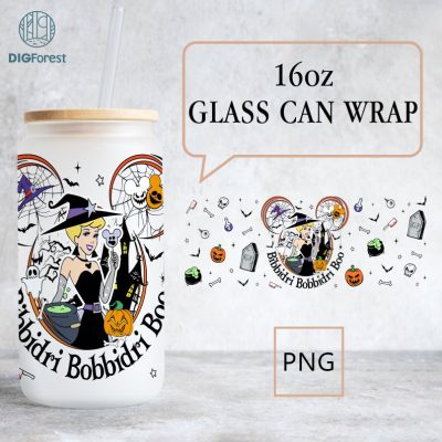 Disney Cinderella Princess 16Oz Glass Can Wrap Png | Disneyland Cinderellä Glass Can Wrap | Disneyland Can Glass | Libbey Can Glass Trick or Treat