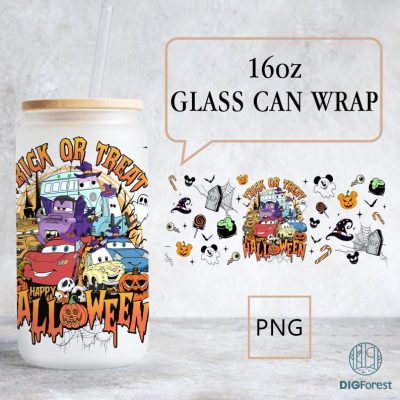 Disney Cars Halloween Libbey 16oz Glass Can Wrap | Lightning Mcqueen Libbey Glass Wrap | Spooky Vibes | Halloween Glass Can | Halloween Png