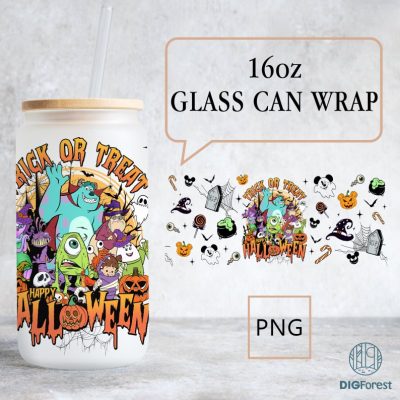 Disney Monsters Inc Halloween glass can, 16oz Libbey Glass Can Wrap, Halloween Monsters Inc Characters, Spooky Monsters, Trick or Treat Wrap PNG Disney Monsters Inc Halloween glass can, 16oz Libbey Glass Can Wrap, Halloween Monsters Inc Characters, Spooky Monsters, Trick or Treat Wrap PNG
