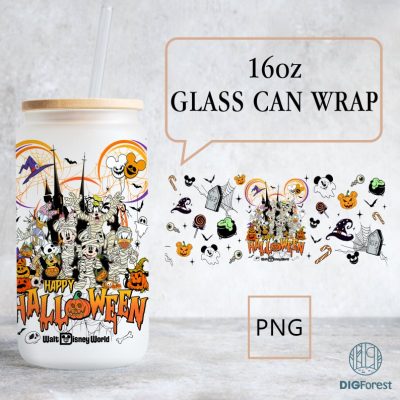 Disney Mickey Halloween Libbey 16oz Glass Can Wrap Design | Spooky Vibes | Halloween Glass Can | Libbey Glass Wrap | Mickey's Not So Scary | Halloween Png
