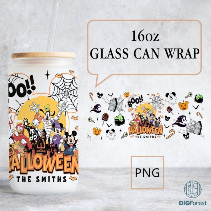 Disney Mickey's Not So Scary | Mickey Halloween Libbey 16oz Glass Can Wrap | Libbey Glass Wrap | Spooky Vibes | Halloween Glass Can | Halloween Png