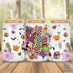 Superheroes Halloween 16oz Glass Can Wrap PNG, Cartoon Wrap, 16oz Can Glass, Superheroes PNG Wrap, Superheroes Cartoon Libbey Glass Can Wrap