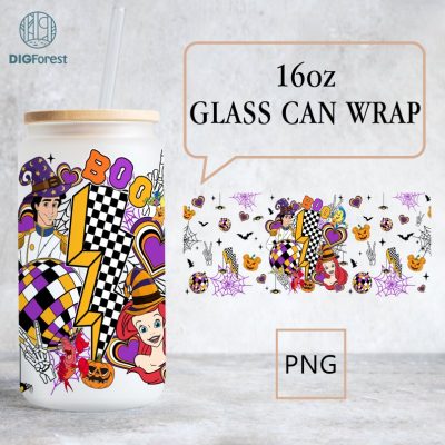 Disney The Little Mermaid Checkered Halloween PNG glass can 16oz, Ariel Little Mermaid Halloween Costume, Ariel Princess Halloween