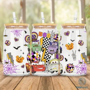 Disney Cars 16oz Libbey Glass Can Wrap, Lightning McQueen Cars Halloween Team glass can, Spooky Halloween Costume, Trick r Treat Tumbler Wrap PNG