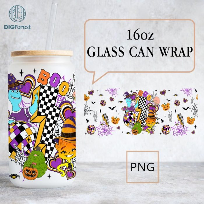 Disney Elemental Libbey Halloween Glass PNG, Elemental Can Glass Wrap PNG, 16oz Can Glass PNG, elemental movie Can Glass Full Wrap png