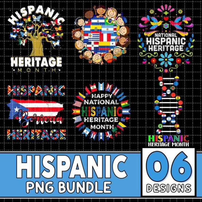 Hispanic Heritage Month Png | Hispanic Heritage Png | Hispanic Flags Sublimation | Transfer Printable | National Hispanic Heritage Month Png