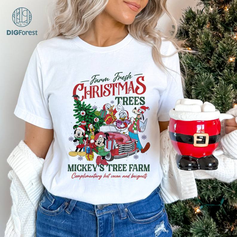 Disney Vintage Magic Kingdom Farm Fresh Christmas PNG | Mickey And Friends Christmas Sublimation Shirt | Mickey's Tree Farm Digital Download