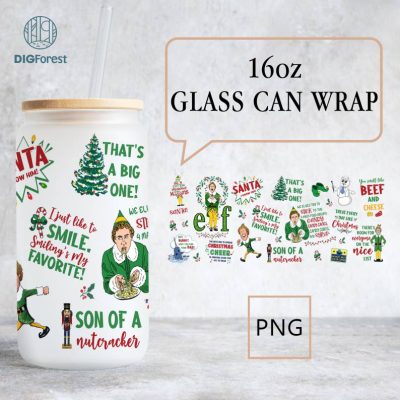 Buddy The Elf Christmas 16oz Libbey Glass Can Wrap, Christmas Elf Glass Can Sublimation Png, Son Of A Nutcracker, Christmas Coffee Png File Buddy The Elf Christmas 16oz Libbey Glass Can Wrap, Christmas Elf Glass Can Sublimation Png, Son Of A Nutcracker, Christmas Coffee Png File