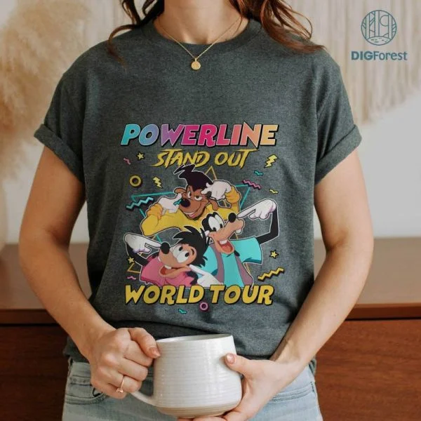 Retro 90s Disney A Goofy Powerline Stand Out World Tour Png, Goofy Powerline Max Goof Png, 90's Powerline Png, Powerline Stand Out Tour Shirt, Powerline World Tour Png