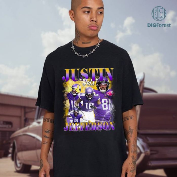 Justin Jefferson Bootleg Png, Justin Jefferson Vintage Shirt, Justin Jefferson Png, Justin Jefferson Retro Digital Download