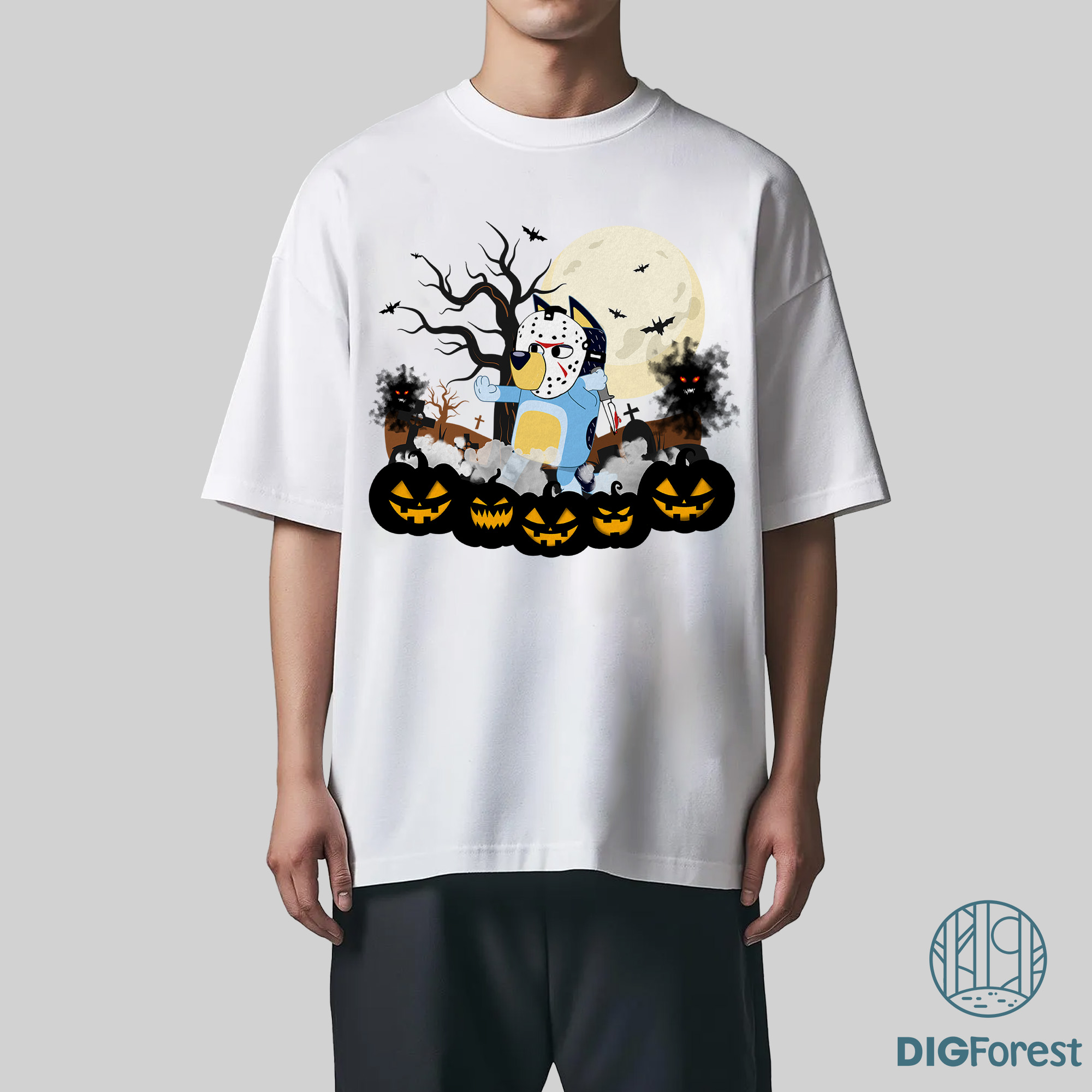 Bluey Horror Halloween Shirt - Blue Dog Spooky Tee, Bluey Trick Or Treat Graphic, Cute Halloween Friends Kids Outfit Bluey Horror Halloween Shirt - Blue Dog Spooky Tee, Bluey Trick Or Treat Graphic, Cute Halloween Friends Kids Outfit