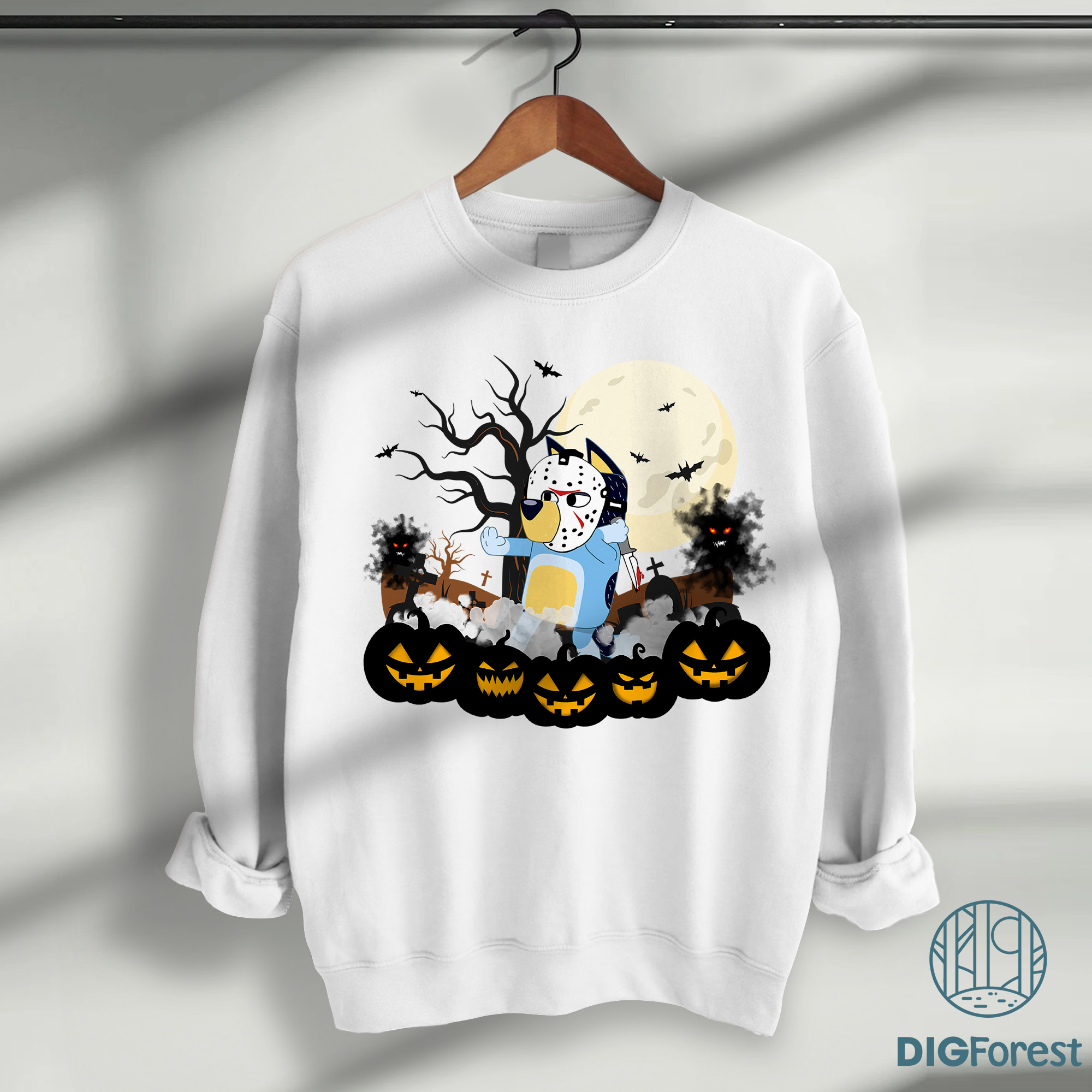 Bluey Horror Halloween Shirt - Blue Dog Spooky Tee, Bluey Trick Or Treat Graphic, Cute Halloween Friends Kids Outfit Bluey Horror Halloween Shirt - Blue Dog Spooky Tee, Bluey Trick Or Treat Graphic, Cute Halloween Friends Kids Outfit