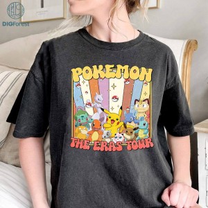 Pikachu Eras Tour Png | Retro Eevee Concert Music Png | Bulbasaur Charmander Squirtle Shirt | Video Game Family Trip | Instant Download