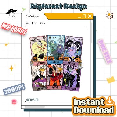 Disney Retro Villains Tarot Cards PNG - Bad Witches Club PNG, Family Villain PNG, Ursula Evil Queen Maleficent PNG
