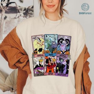 Disney Retro Villains Tarot Cards Shirt | Bad Witches Club PNG| Family Villain Shirt | Bad Girls Villains | Ursula Evil Queen Malecifent Tee