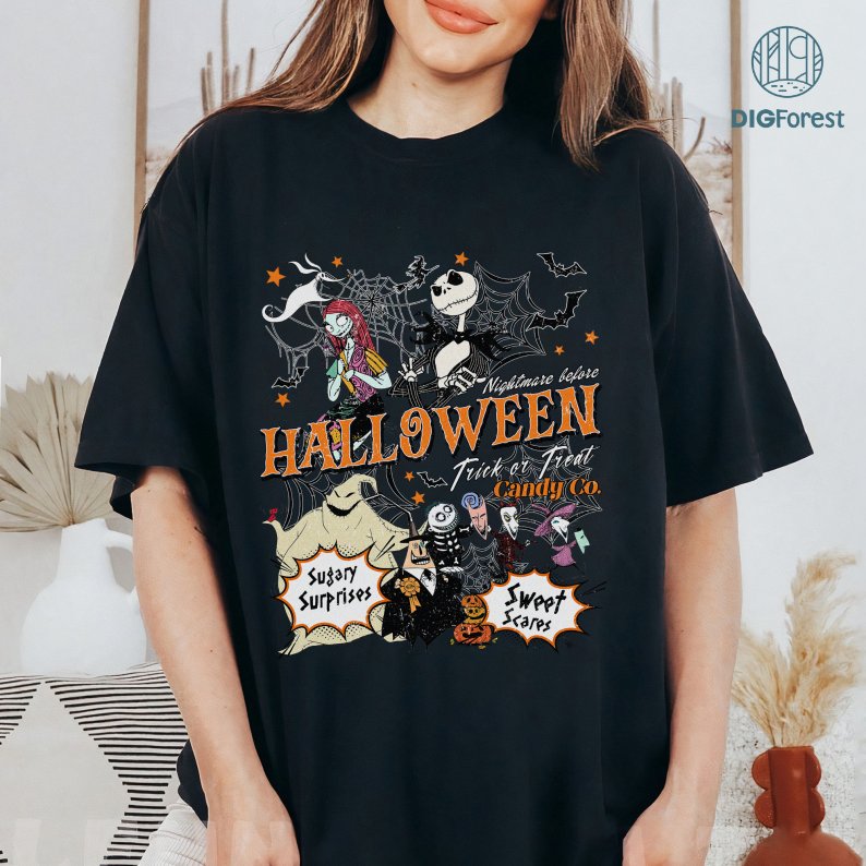 The Nightmare Before Christmas Characters Shirt | Jack Skellington Sally Oogie Boogie Png | Trick or Treat Shirt | Family Halloween