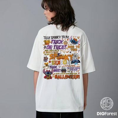 Disney Two-Sided Stitch Halloween Shirt - Nightmare On Main Street Tee, Stitch Horror Graphic, Disneyland Trip 2025