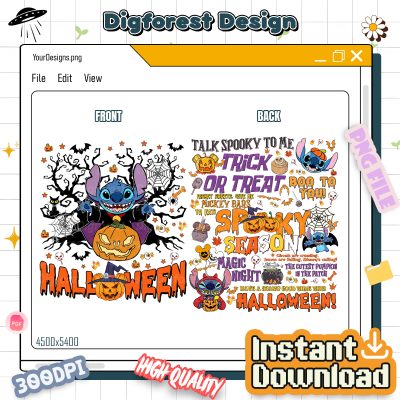 Disney Two-Sided Stitch Halloween Shirt - Nightmare On Main Street Tee, Stitch Horror Graphic, Disneyland Trip 2025