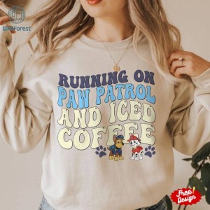 Running on Paw Patrol and Iced Coffee Png, Coffee Lover Shirt, Cartoon Paw PNG, Paw Clipart, Cartoon Paw, Instant Download