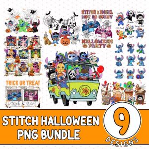 Bundle Disney Halloween Stitch Costume Horror Characters, Stitch halloween PNG Bundle, Stitch Trick or Treat, Not So Scary Halloween Party Png