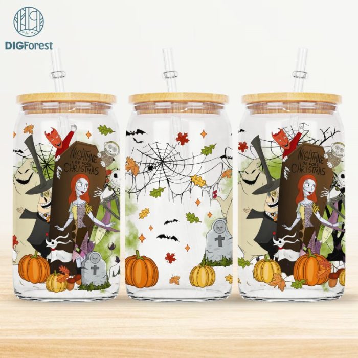 Disney Halloween Glass Wrap PNG, Nightmare Before Christmas Libbey Can Wrap, Jack Skellington, Halloween Png, Horror Movie Png,Horror Character Png