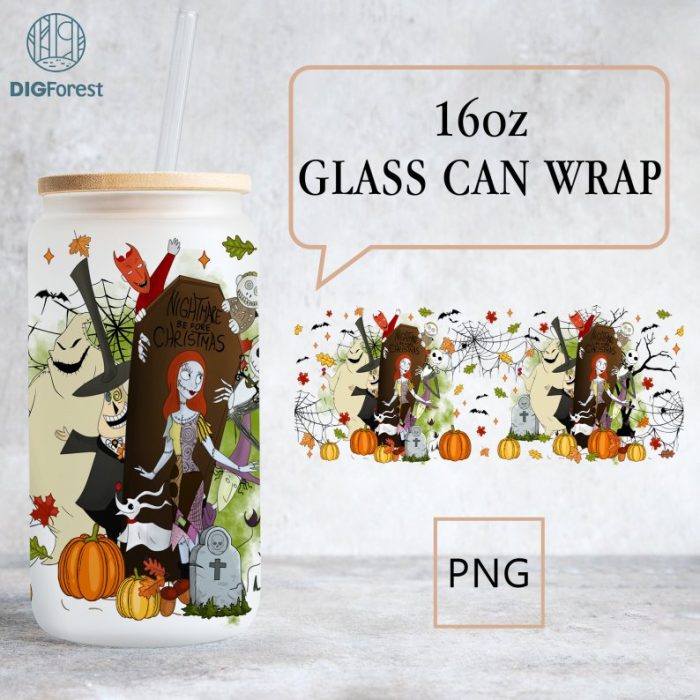 Disney Halloween Glass Wrap PNG, Nightmare Before Christmas Libbey Can Wrap, Jack Skellington, Halloween Png, Horror Movie Png,Horror Character Png