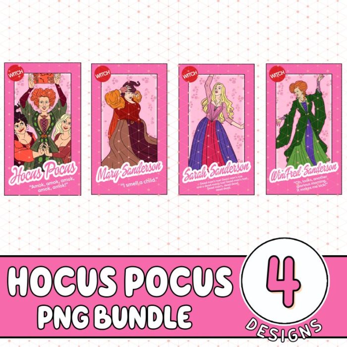 Sanderson Sisters PNG Bundle for Shirt | Hocus Pocus Pink Dolls Png Sublimation | Halloween Girls PNG| Trick Or Treat Png | Hocus Pocus