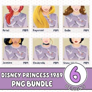 Disney Ariel 1989 Png | Rapunzel 1989 Png | Cinderella 1989 Png | Jasmine 1989 Png | Disneyland Princess Mashup Png | Disneyworld Tour Princess Png